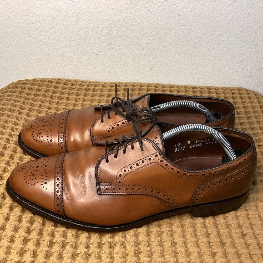 Allen Edmonds Tan Leather Brogue Cap-Toe Oxfords